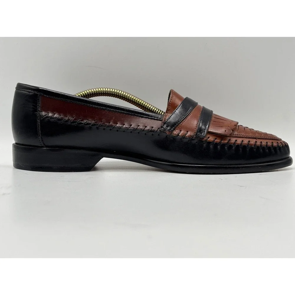 Giorgio Brutini Le Glove Geneva Men's 9D Brown Leather Woven Kiltie Loafers